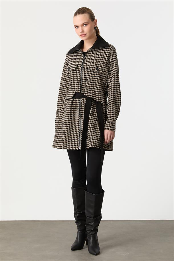 Kazayağı Desen Fermuar Detaylı Kaban-VİZON