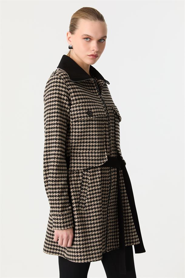 Kazayağı Desen Fermuar Detaylı Kaban-VİZON