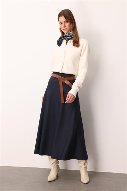Kemer Detaylı Kloş Etek-LACI