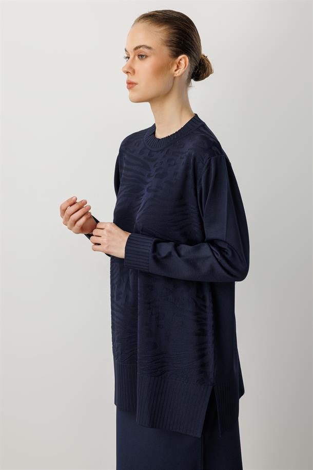 Kendinden Desenli Triko Tunik-LACI