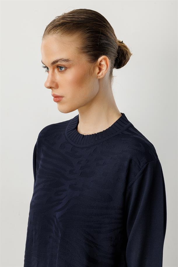 Kendinden Desenli Triko Tunik-LACI