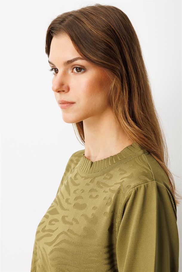 Kendinden Desenli Triko Tunik-Y.YEŞİLİ