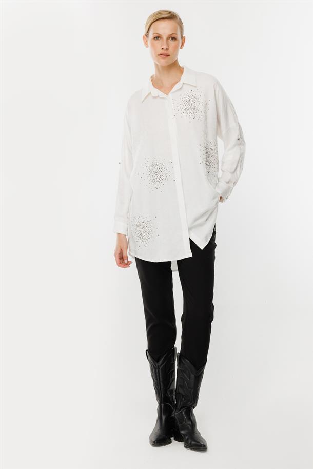 Kendinden Desenli Tunik-EKRU