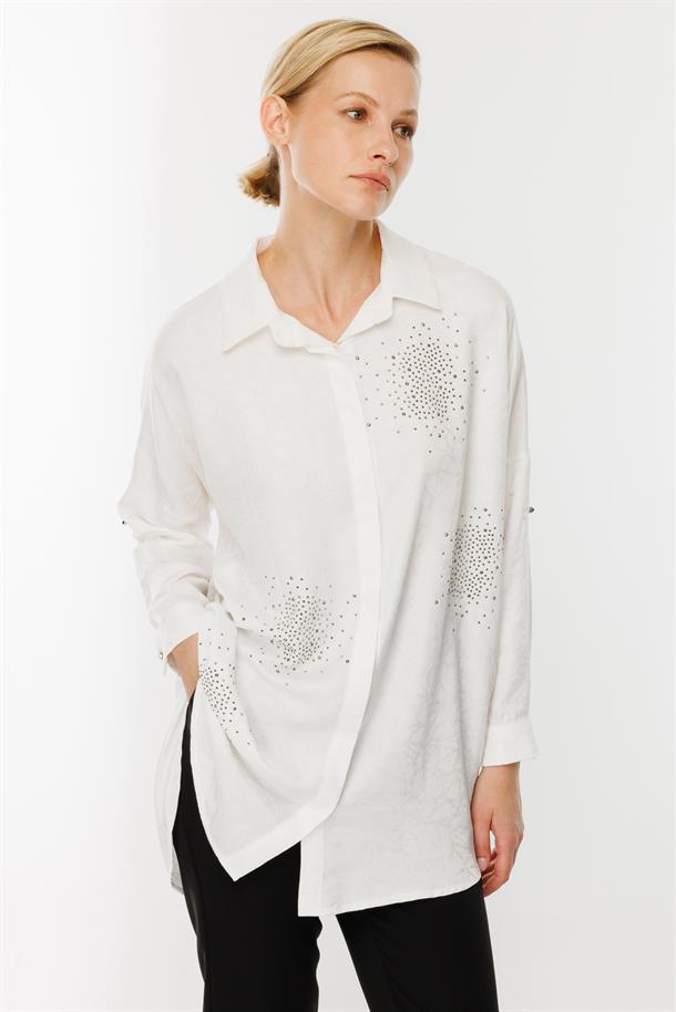 Kendinden Desenli Tunik-EKRU