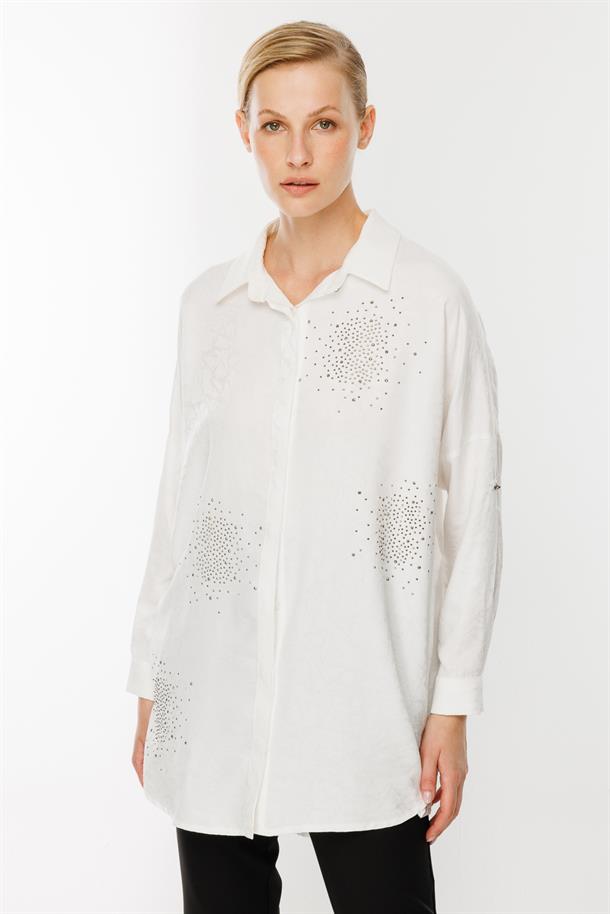 Kendinden Desenli Tunik-EKRU