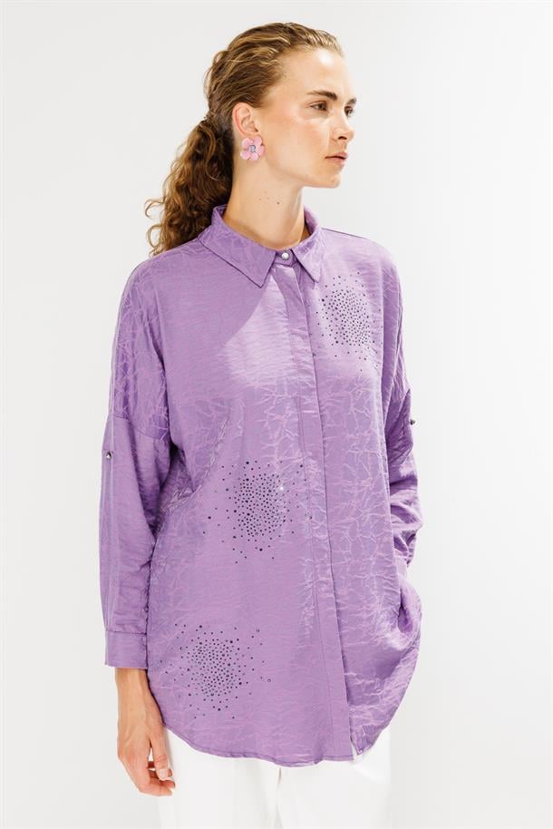 Kendinden Desenli Tunik-MOR