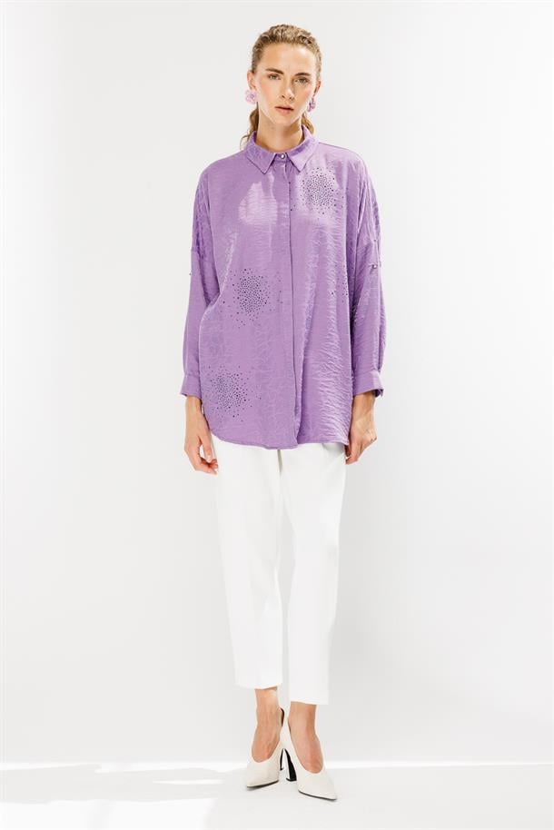 Kendinden Desenli Tunik-MOR