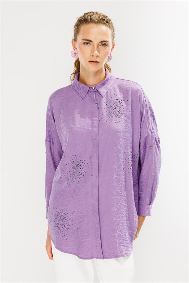 Kendinden Desenli Tunik-MOR