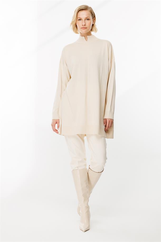 Kesik Yaka Triko Tunik-TAŞ