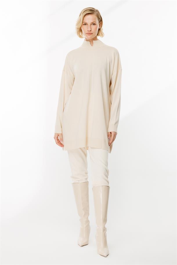 Kesik Yaka Triko Tunik-TAŞ