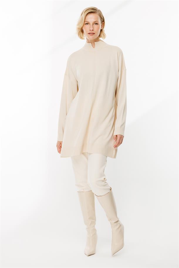 Kesik Yaka Triko Tunik-TAŞ