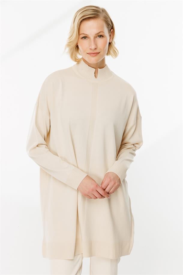 Kesik Yaka Triko Tunik-TAŞ