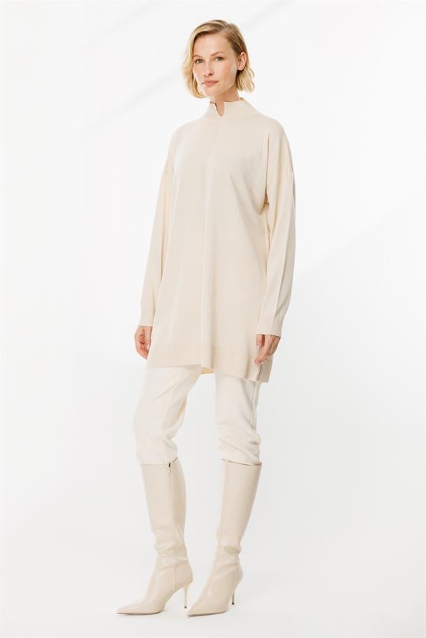 Kesik Yaka Triko Tunik-TAŞ