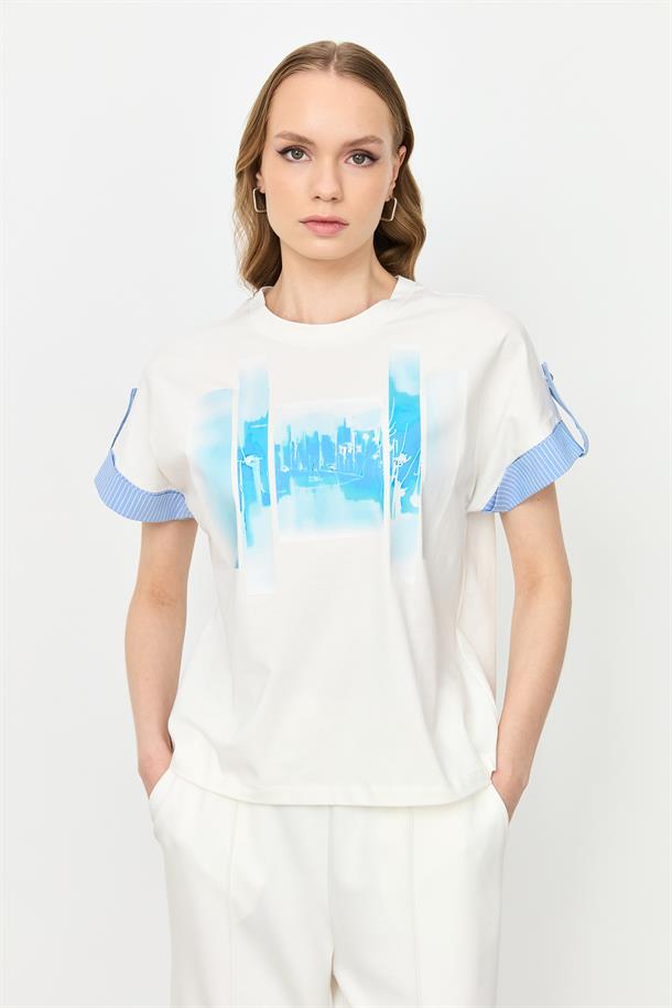 Kol Detay Pamuklu Bluz-KEMIK