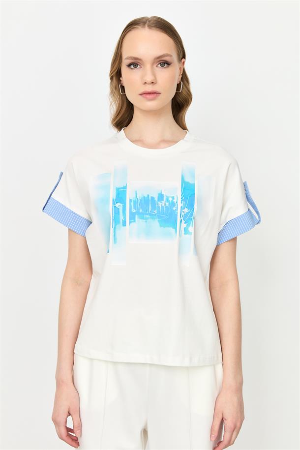 Kol Detay Pamuklu Bluz-KEMIK