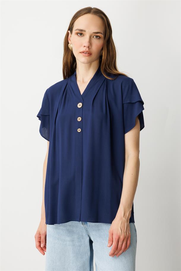 Kol Detay V Yaka Bluz-LACI