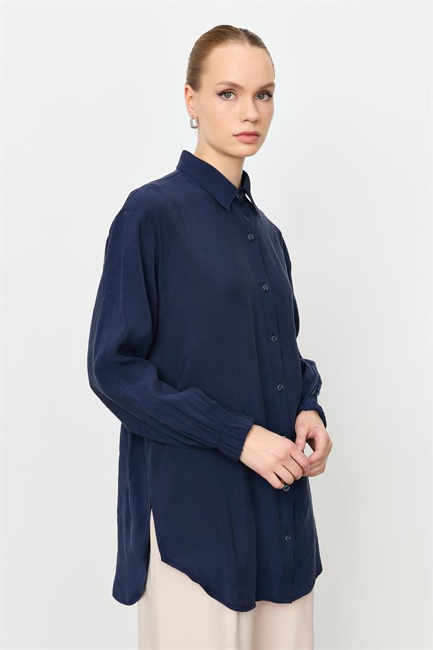 Kolları Lastik Detay Uzun Gömlek-LACI