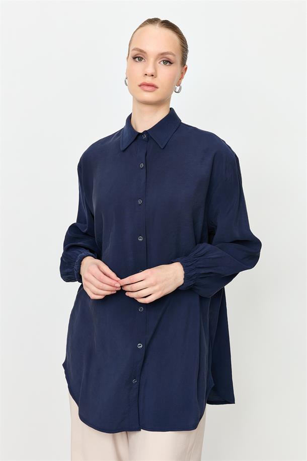 Kolları Lastik Detay Uzun Gömlek-LACI