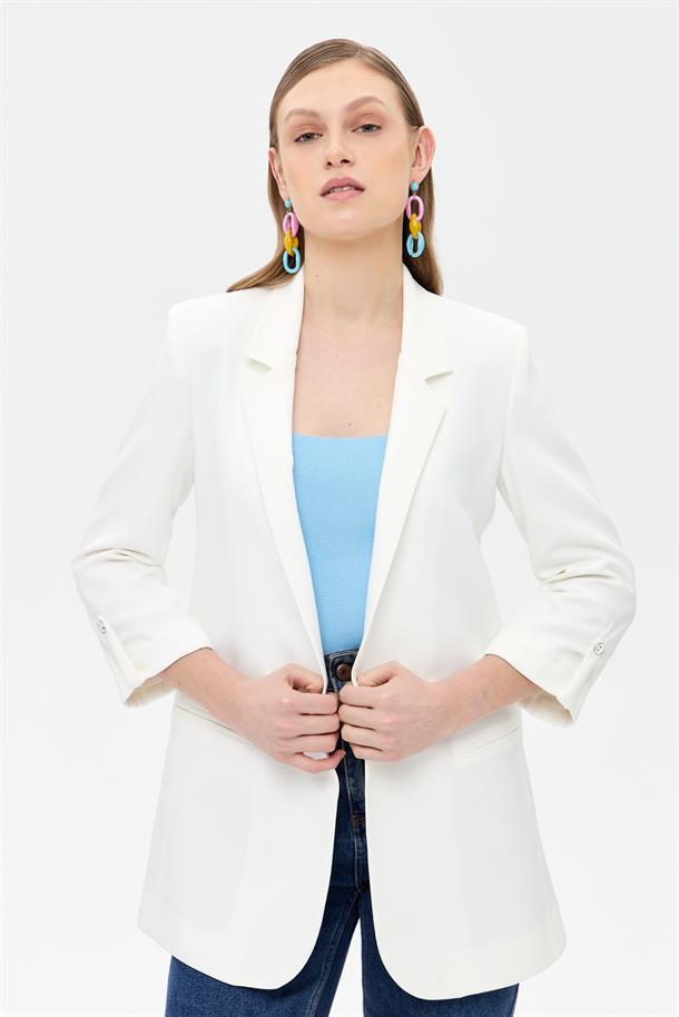 Kolu Düğme Detaylı Ceket-EKRU