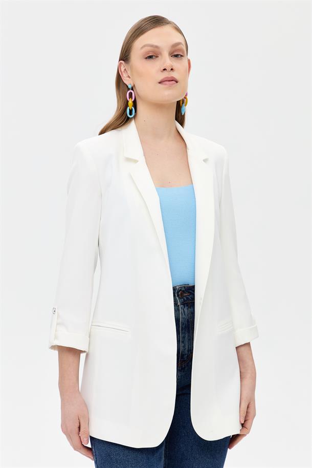 Kolu Düğme Detaylı Ceket-EKRU