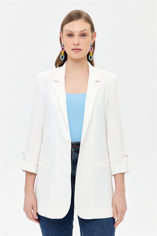 Kolu Düğme Detaylı Ceket-EKRU