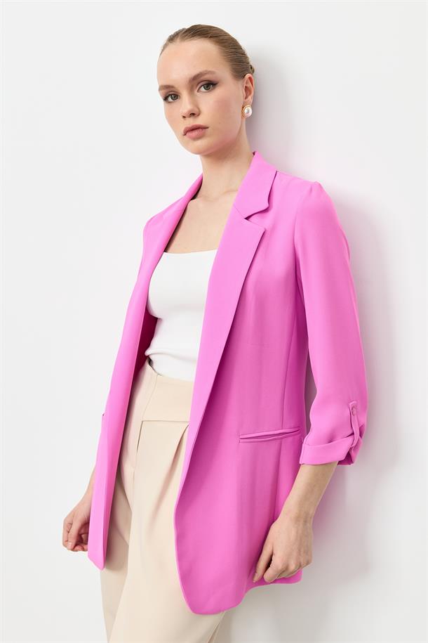 Kolu Düğme Detaylı Ceket-PEMBE