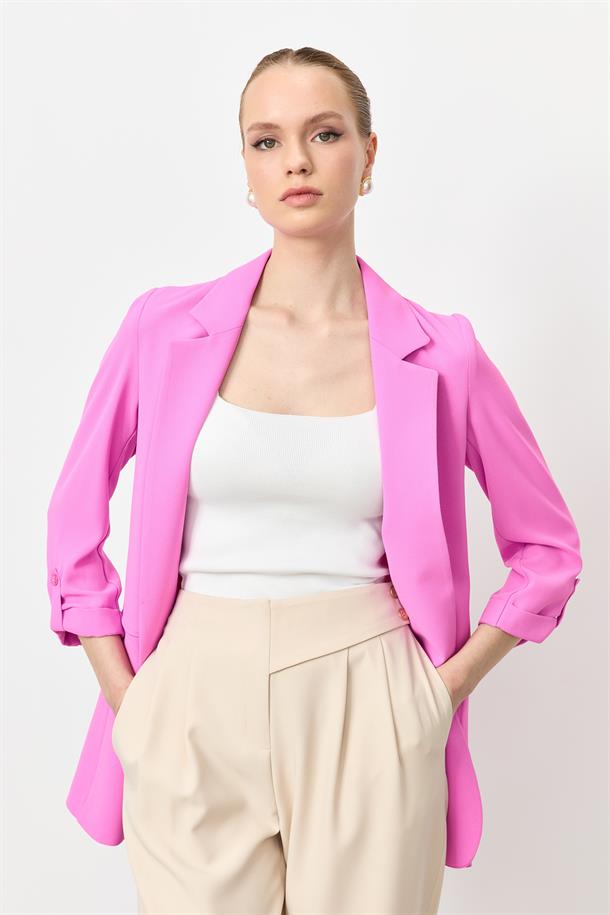 Kolu Düğme Detaylı Ceket-PEMBE