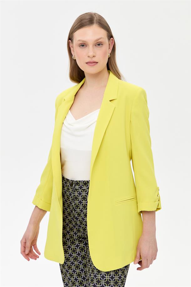 Kolu Düğme Detaylı Ceket-SARI