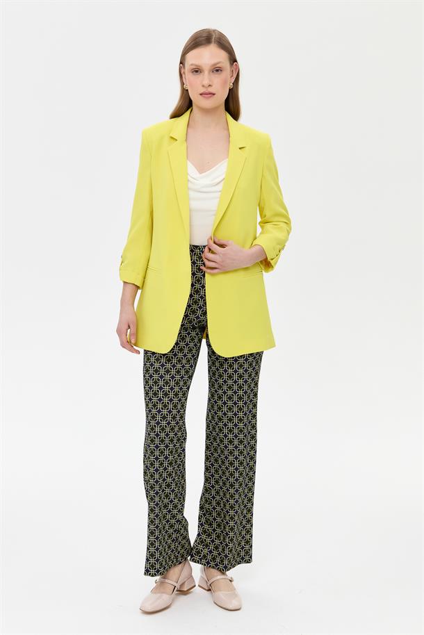 Kolu Düğme Detaylı Ceket-SARI