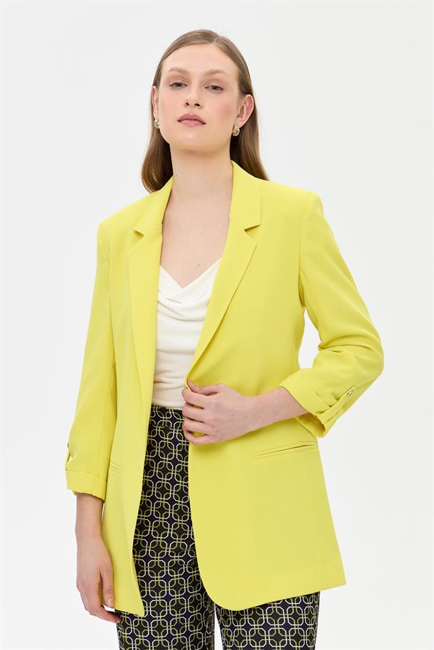 Kolu Düğme Detaylı Ceket-SARI