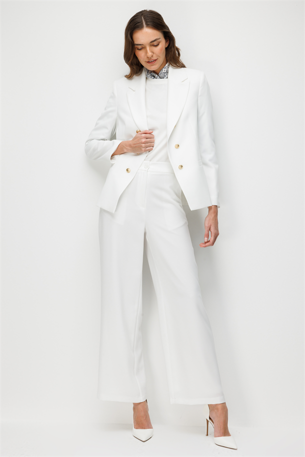 Kruvaze Yaka Ceket-EKRU