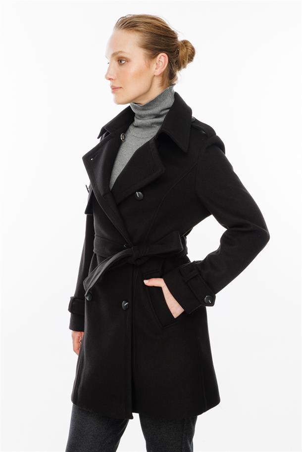 Kuşaklı Kaşe Kaban-SİYAH