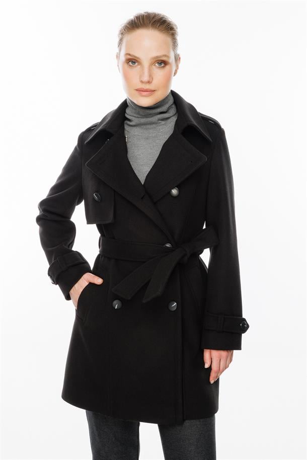 Kuşaklı Kaşe Kaban-SİYAH