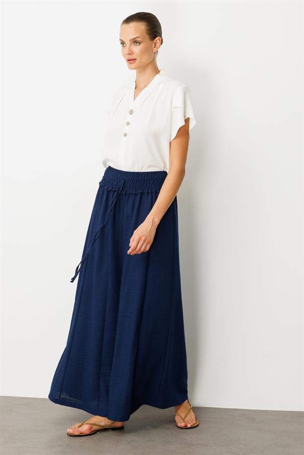 Lastik Bel Geniş Paça Pantolon-LACI