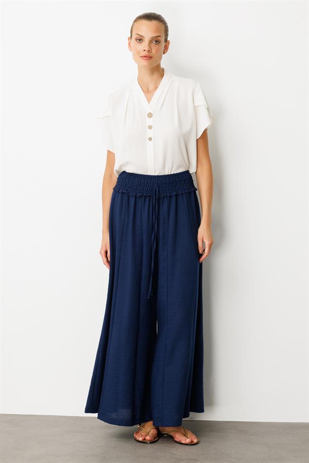 Lastik Bel Geniş Paça Pantolon-LACI