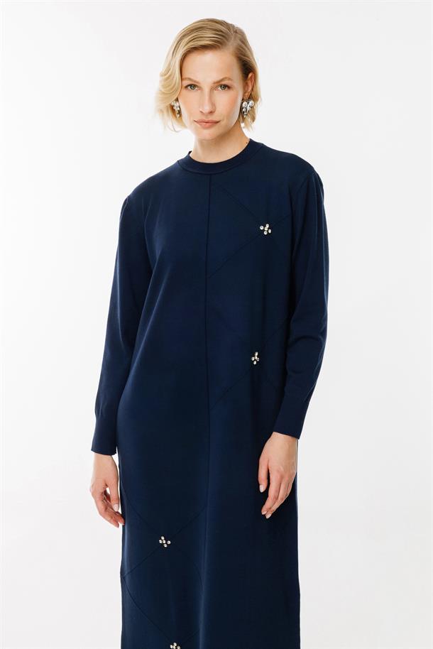 Lazer Desen Triko Elbise-LACI