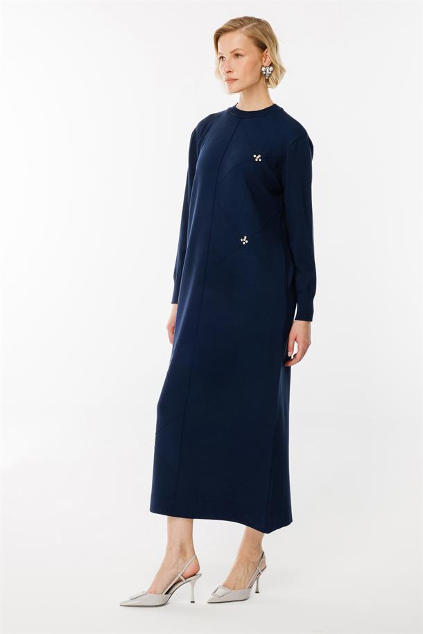 Lazer Desen Triko Elbise-LACI