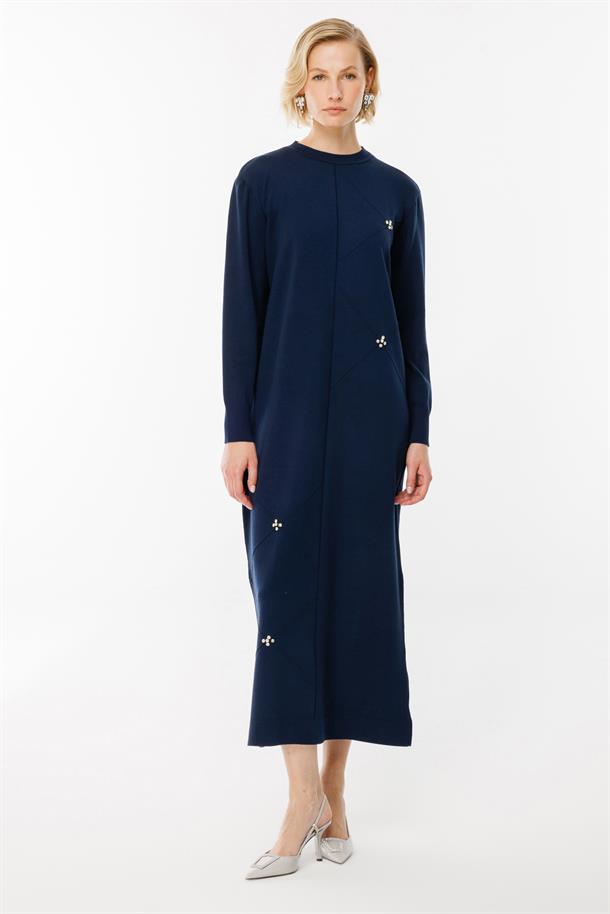 Lazer Desen Triko Elbise-LACI