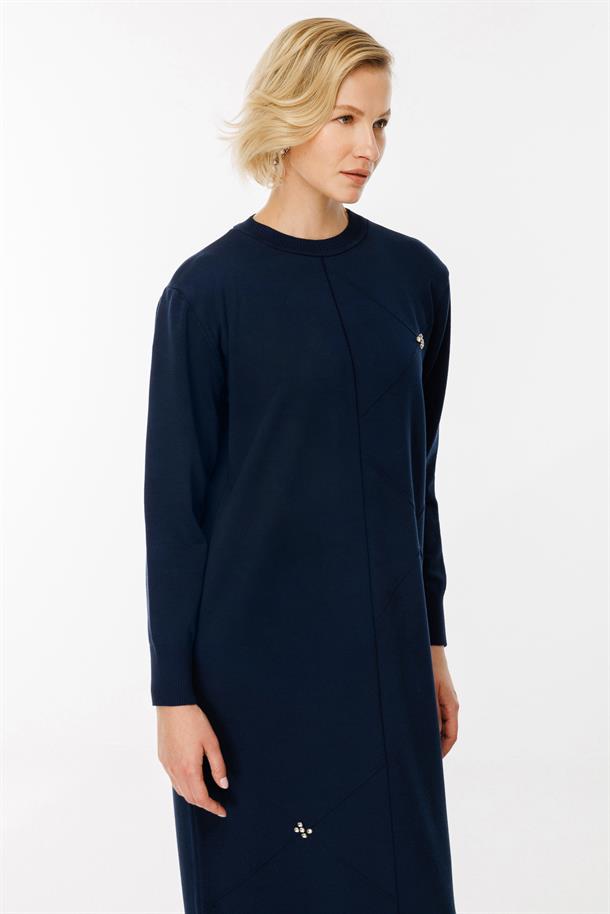 Lazer Desen Triko Elbise-LACI