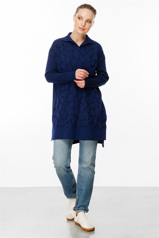 Mozaik Desen Polo Yaka Tunik-LACI