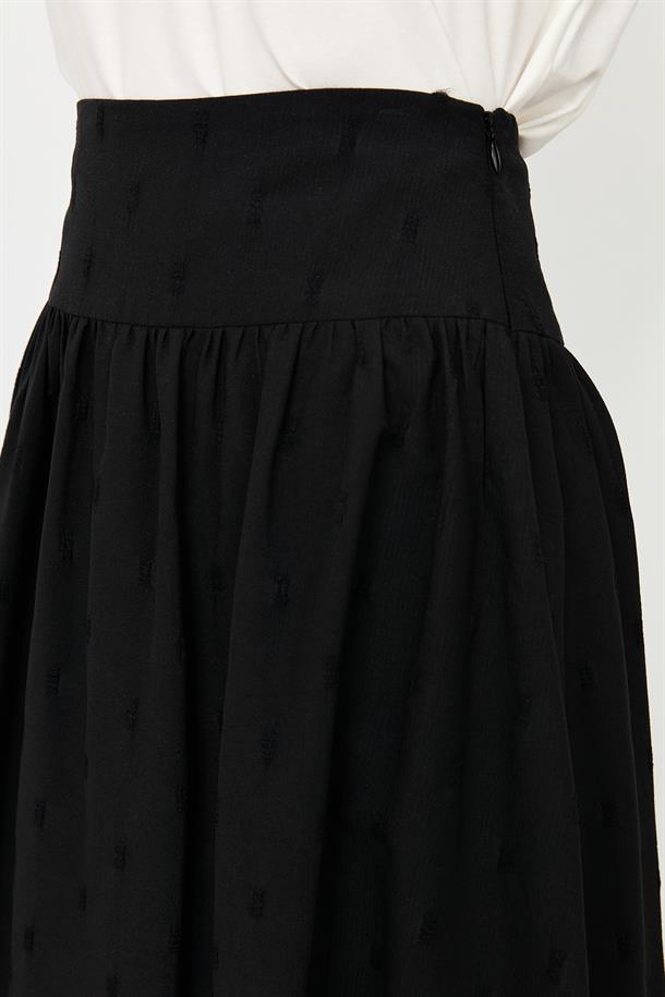 Nakış Detaylı Uzun Balon Etek-SİYAH