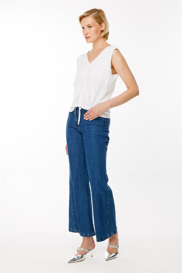 Önü Büzgülü Bluz-KEMIK