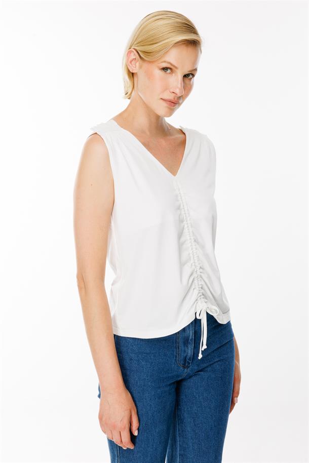 Önü Büzgülü Bluz-KEMIK