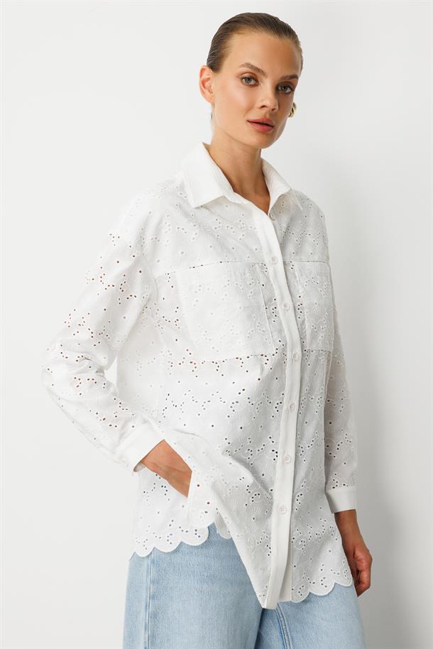 Pamuklu Fisto Tunik Gömlek-KEMIK