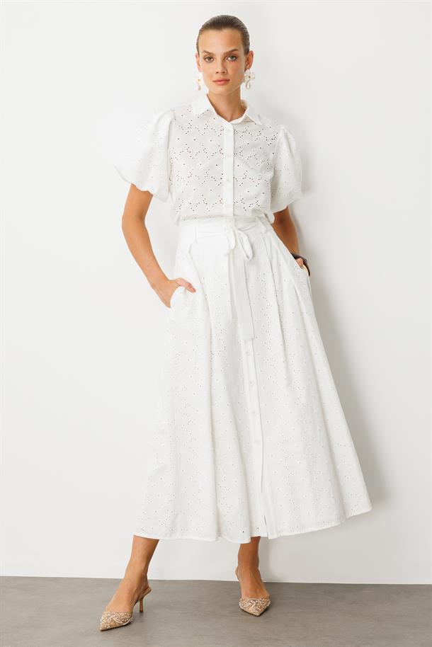 Pamuklu Fisto Uzun Etek-KEMIK