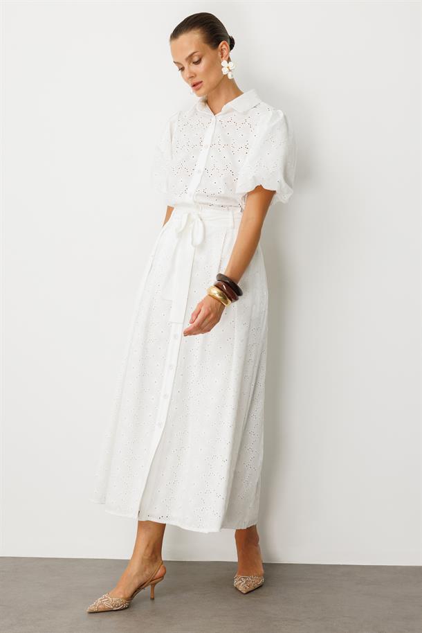 Pamuklu Fisto Uzun Etek-KEMIK