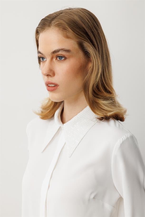 Payet Detaylı Gömlek-KEMIK