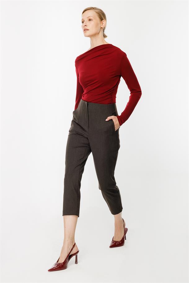 Pensli Yüksek Bel Pantolon-K.KAHVE