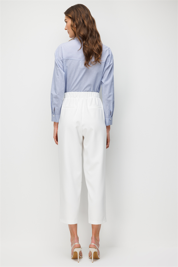 Pile Detaylı Pantolon-EKRU