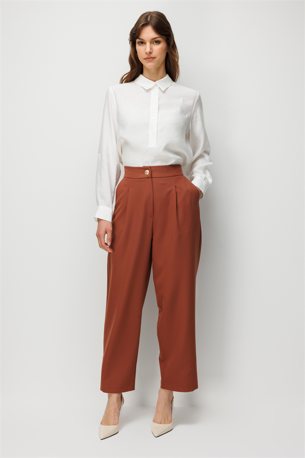 Pile Detaylı Pantolon-TARÇIN